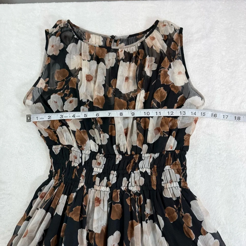 NWT Arbercombie & Fitch Easy High‎ Neck Midi Dress Womens Black Brown Floral XSP